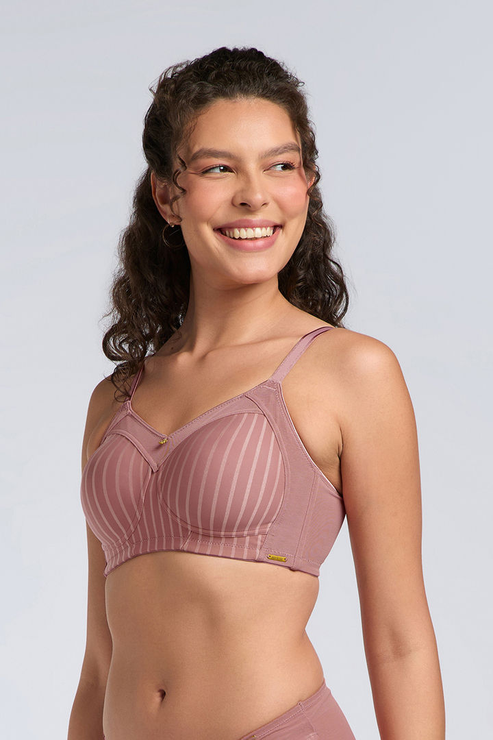 Amante Non Padded Non Wired Contour Comfort Minimizer Bra - Old Rose — image 3